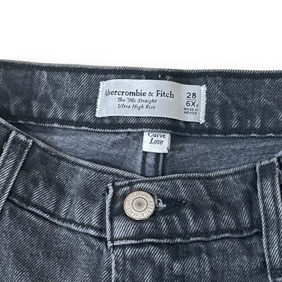 Abercrombie Fitch The 90s Straight Ultra High Rise Curve Love Black Jeans 28/6Xs - Picture 3 of 9